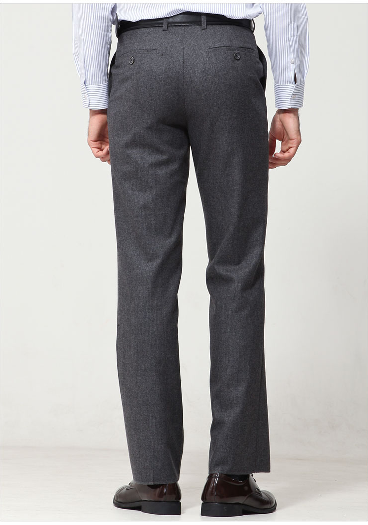 才子男装(tries)2012新款西裤 毛呢保暖富有弹性经典男士西裤 黑灰色