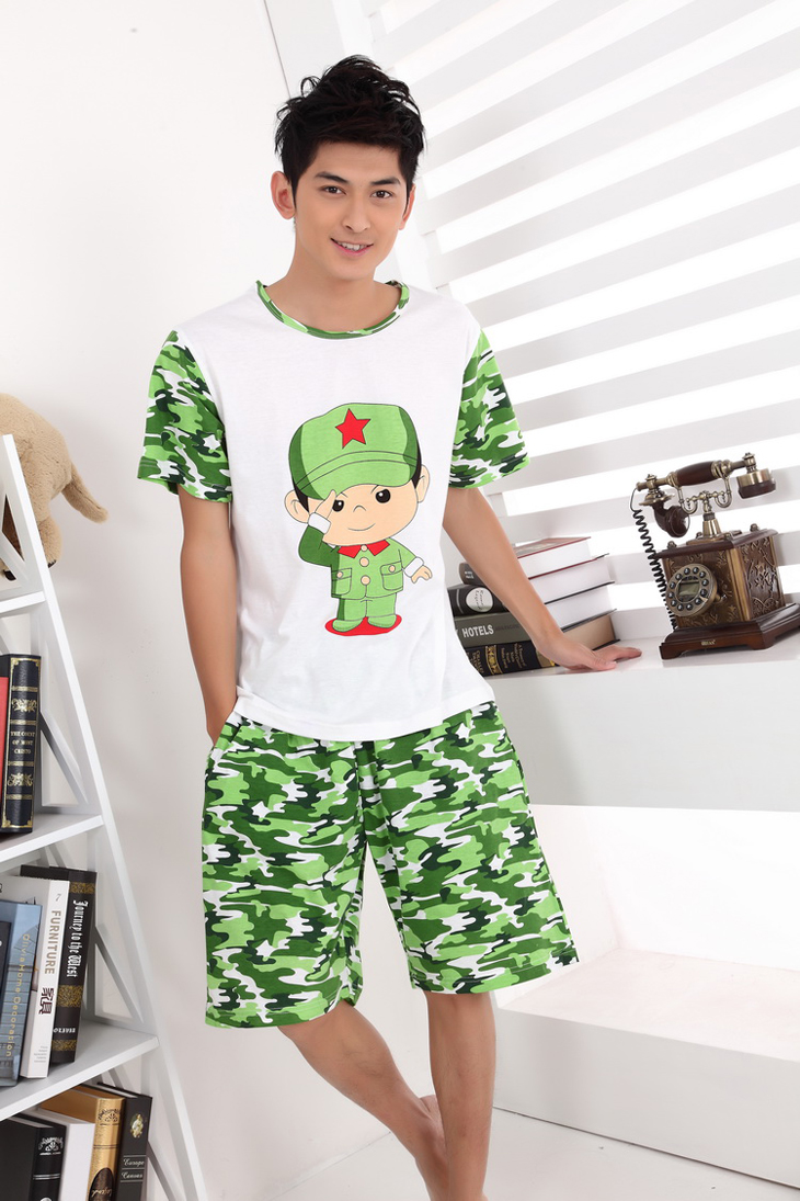 悦麦美品 夏季情侣小小红军系列短袖家居套装 7156