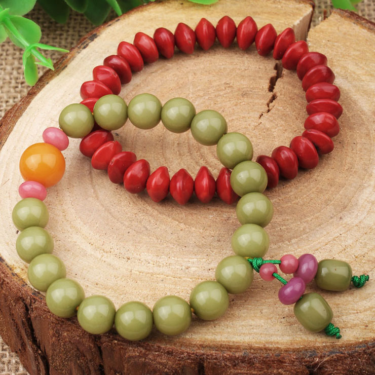 京品年货 悦木之源 天然相思血菩提手珠三宝绿菩提根手链套装