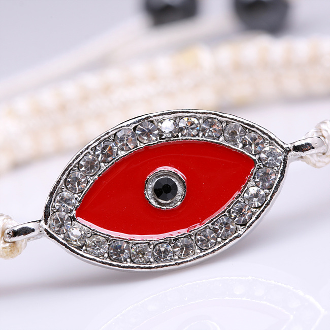 【蓝莲花】纯手工编制 镶钻红色邪恶之眼睛 转运 护身符女士手链