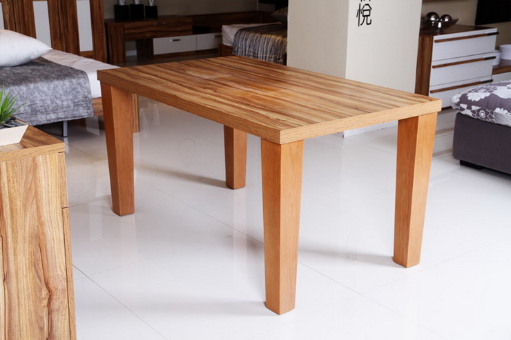 新悦 时尚餐桌k2500 简约长方形六人饭桌6椅桌 橄榄木色 餐桌