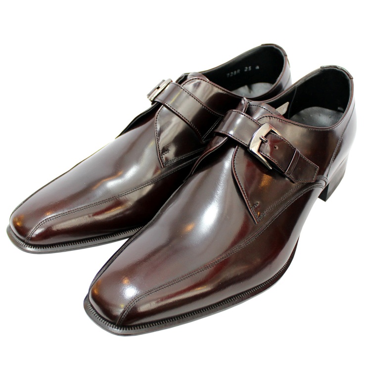 【regal丽格】日本制 正装男鞋光泽皮带款长头男士皮鞋728ral 黑色 43