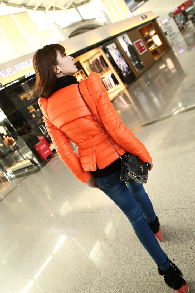 evei 怡惟2012冬装女装 短款修身甜美棉服外套275109 -16橘色 m