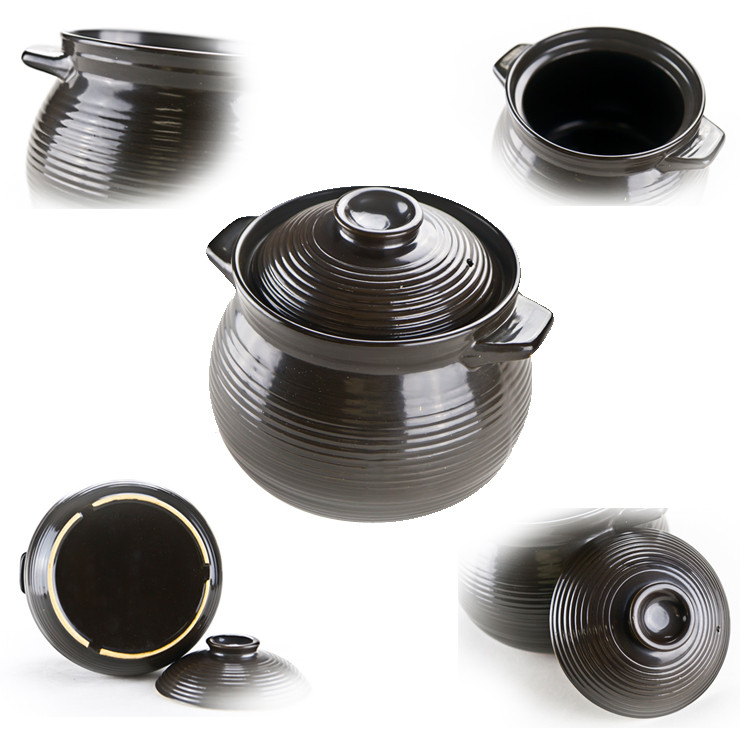 pdi 3.5l耐高温砂锅 煲汤砂锅黑色螺纹汤养生煲k014炖锅陶瓷煲锅