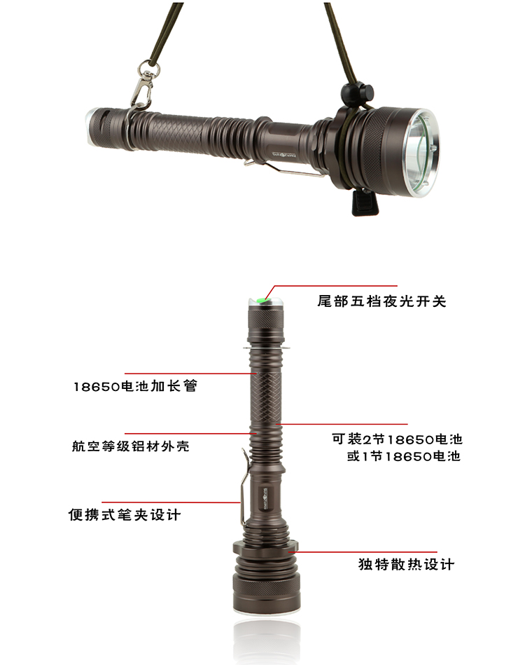亚马逊应急灯照明LED强光手电筒充电远射防水家用消防手电A25 万能充+1电
