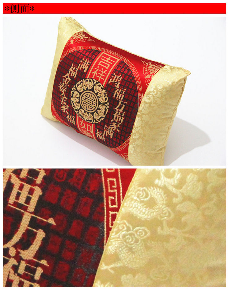 千功坊 古典喜庆红木家具抱枕 红木沙发靠垫靠枕 吉祥如意图53*37cm 定做7-15天