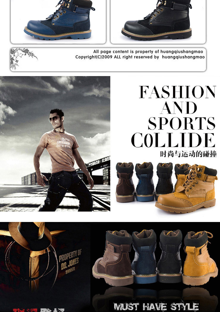 雅其(ayhke) 时尚户外工装马丁靴 休闲男靴 008 黑色 38