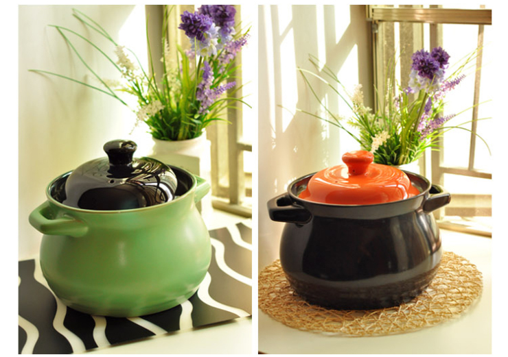 意高威ecohouse 锂辉石陶瓷滋生锅 汤锅 焖烧锅 送隔热手套一双 黑身