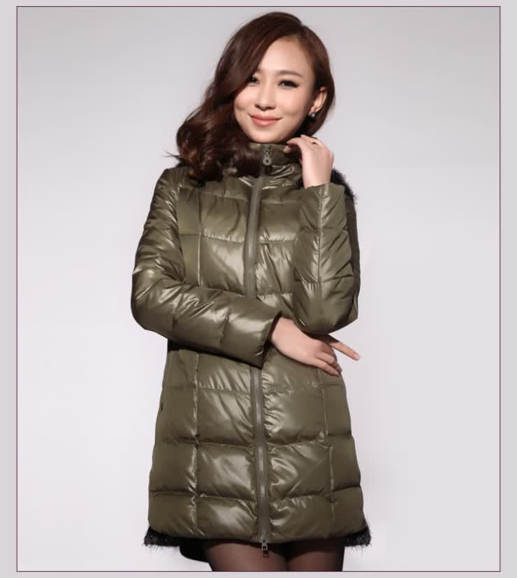 [货到付款]红迪丝2012新款冬装 羽绒服 中长款 女装 修身羽绒女hd2