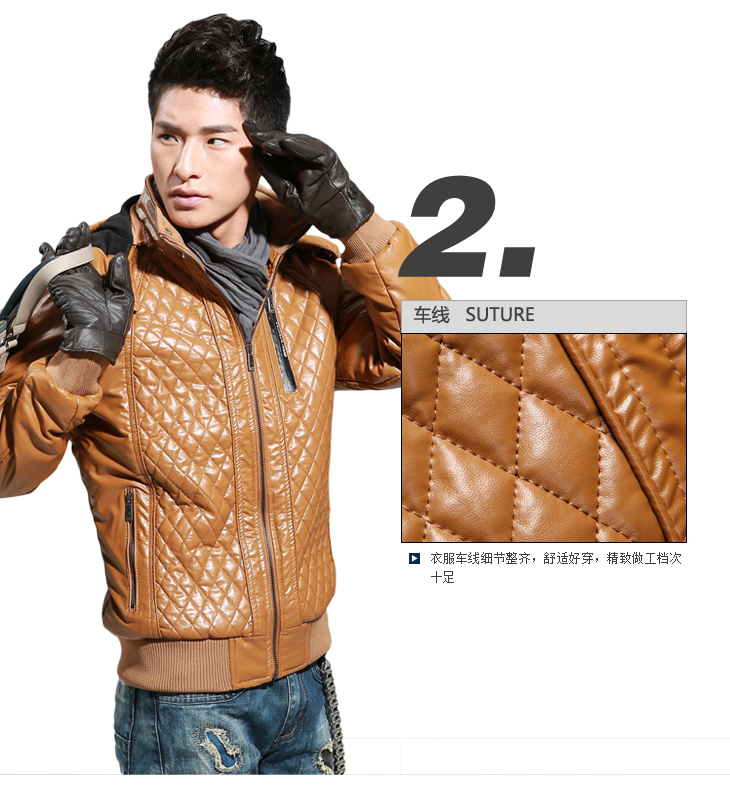 【百诺服饰】新款男装休闲外套 冬季保暖加绒加厚连帽棉衣 818 土黄
