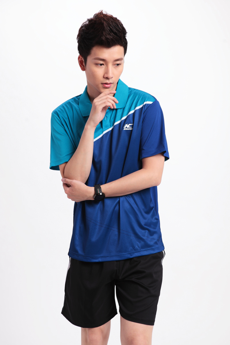凯胜kason羽毛球服 男士运动短袖 fayf039 蓝色 l
