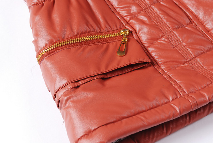 新款中老年妈妈时尚女装毛领拉链压格修身显瘦棉衣 fc凤凰55款 肉红色