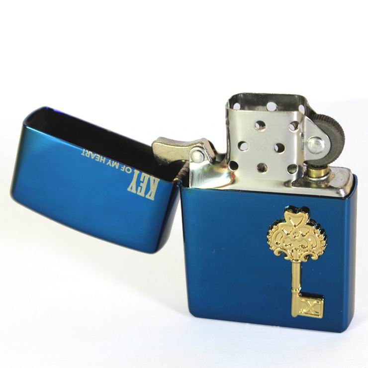 earth防风打火机zippo风格创意礼物蓝冰打开心锁9005