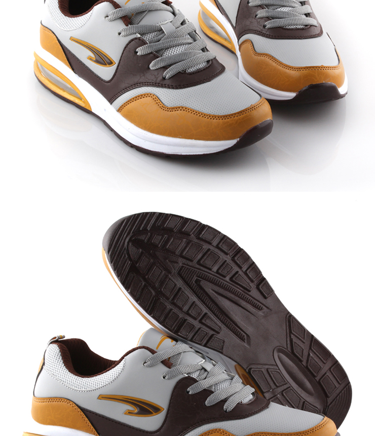 吉星宇 男气垫跑步鞋 超轻日常休闲鞋 旅游鞋 学生鞋 棕黄 40