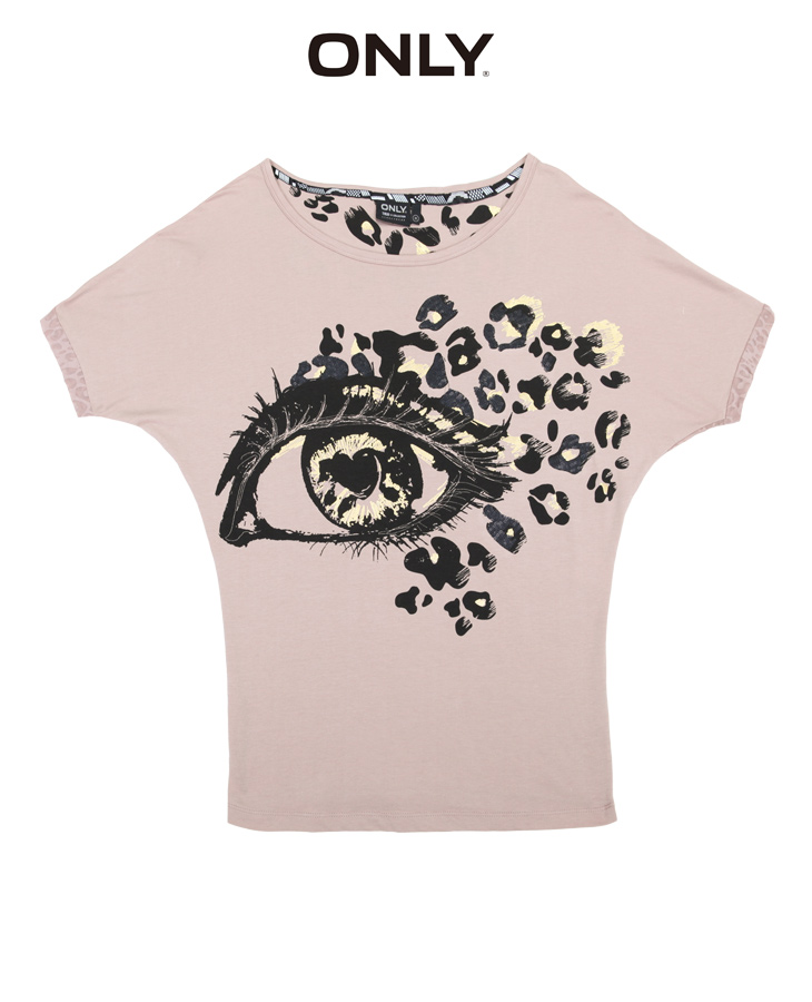 only t恤 含天丝拼接剪裁创意印花短袖t恤t(花灰)|112301009106