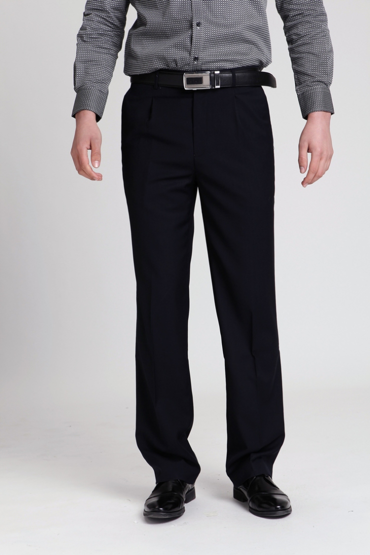 步云西裤 男装 商务正装 宽松免烫 深色必备 有褶西装裤 1319 深黑蓝