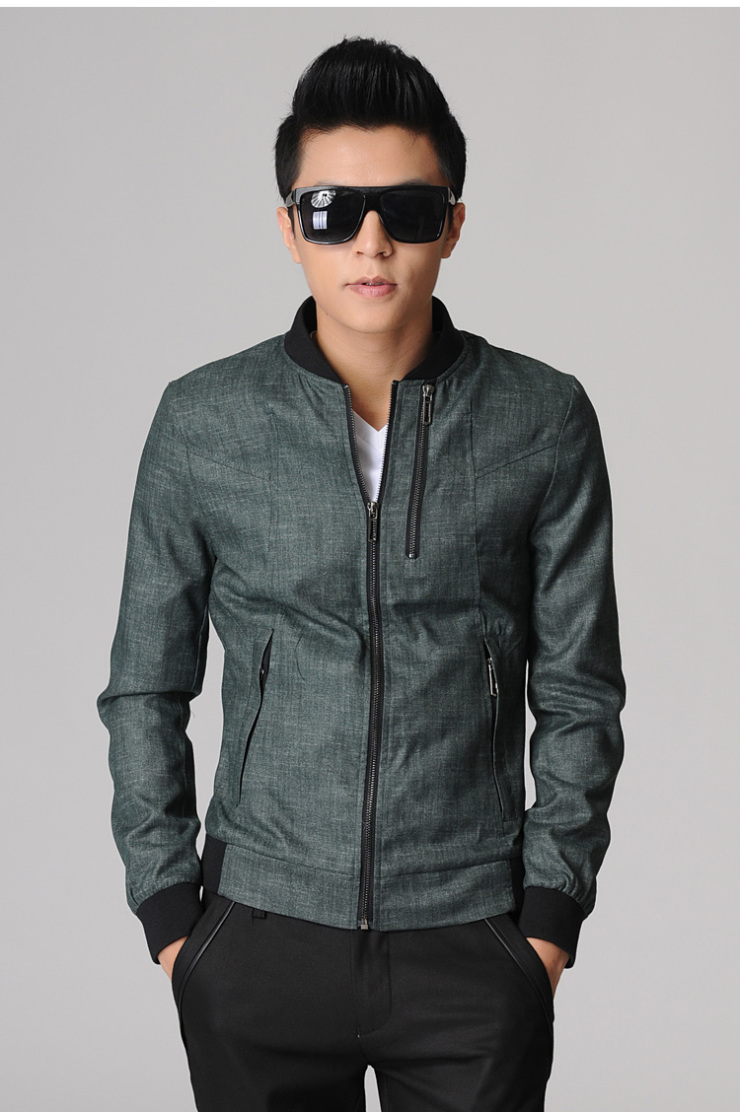 风形 男装秋装2012新款 时尚牛仔 男士修身韩版外套 小立领夹克衫