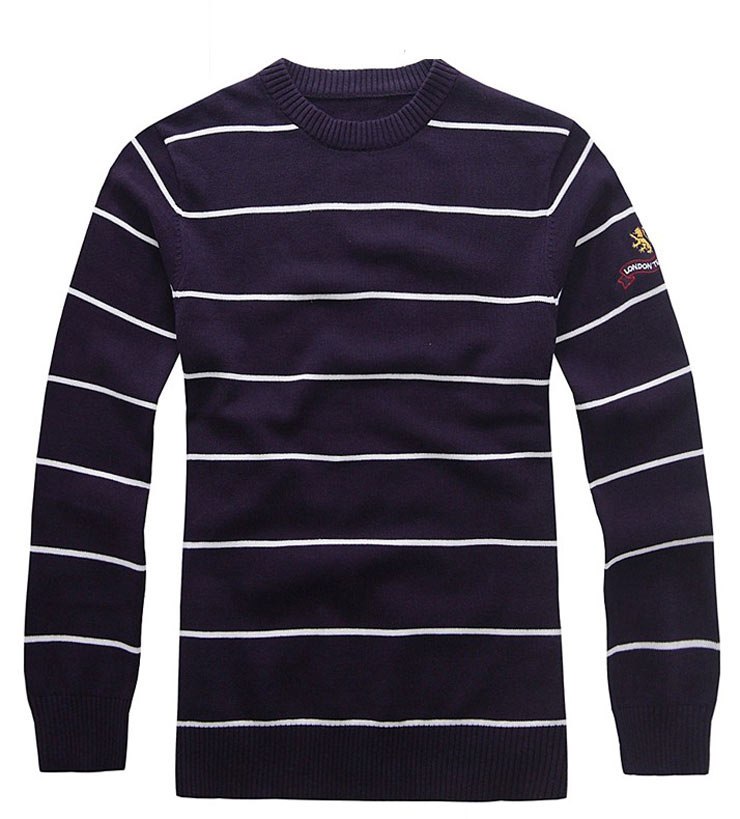 mwe/马罗威利 男装薄圆领条纹针织套衫 wm-2021 紫色 l