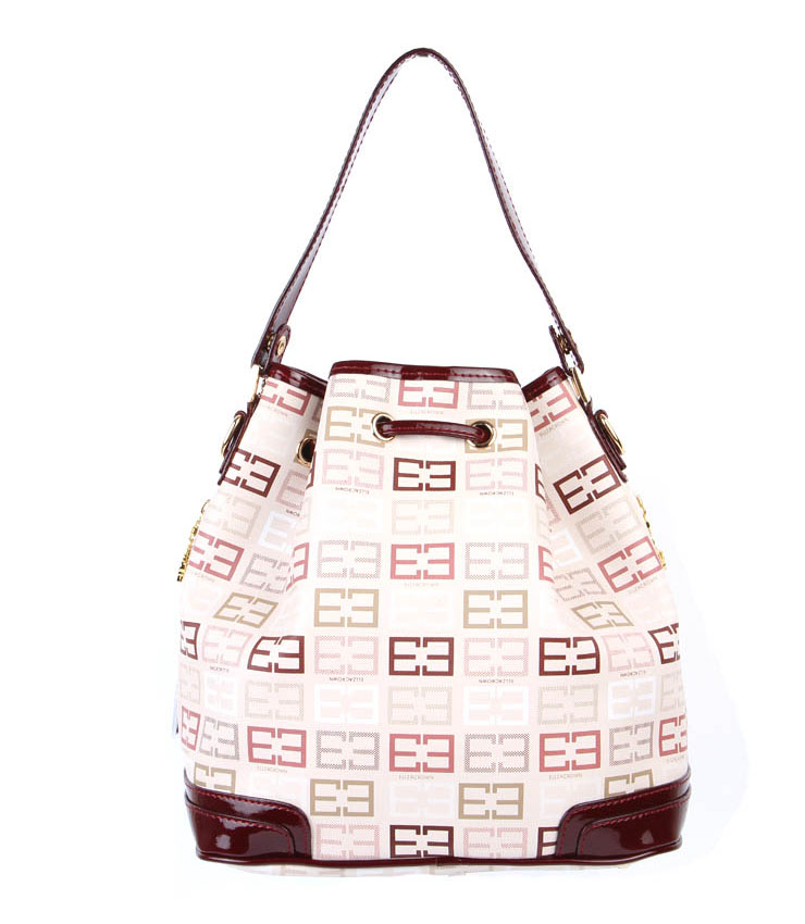 eliza crown 皇冠特殊pvc配牛皮女包5h3095杏色