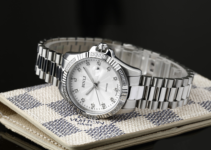 宾利binli手表 隽力系列 女士手表 时尚表 休闲女表 白面钢带 bx8003l