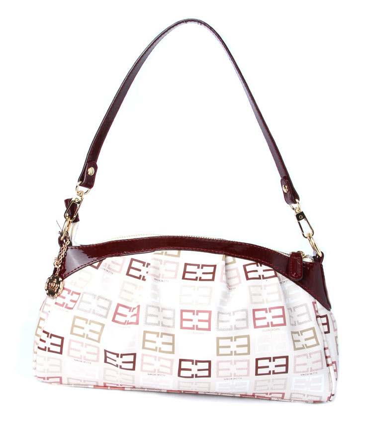 eliza crown 皇冠特殊pvc配牛皮女包5h3312杏色