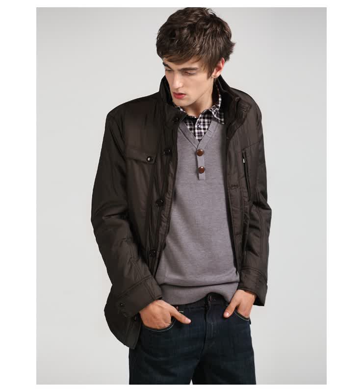 步森busen 2012男士冬装新款立领棉衣 冬季保暖外套 双色6144000