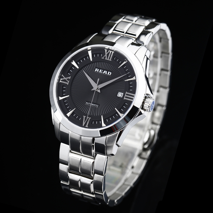 锐力(read)男士手表 时尚表 全自动机械表 商务表 男表 r8005g 黑面