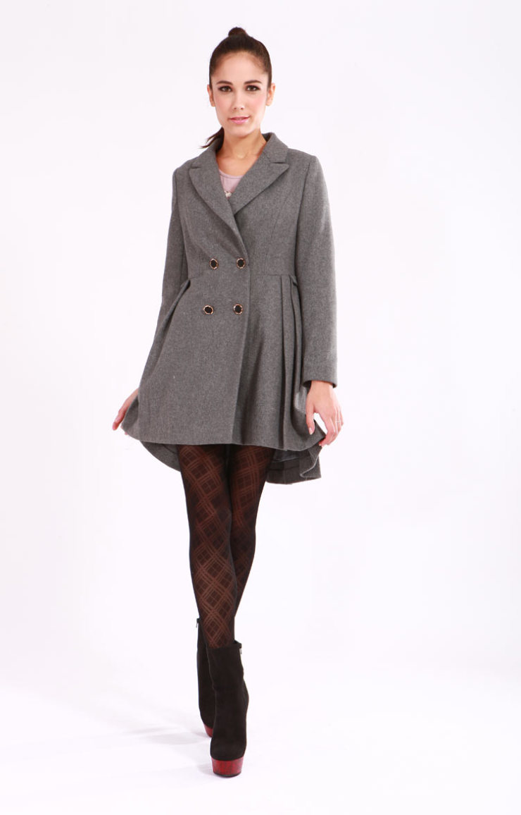 凯特的秘密 2012经典正品冬装燕尾服女装 修身中长款毛呢外套 呢子