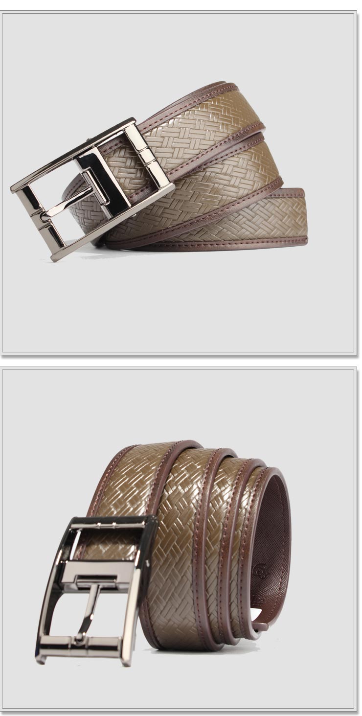 金猴jinho男士时尚休闲腰带 经典针扣皮带 压纹硅胶皮腰带深卡其色j