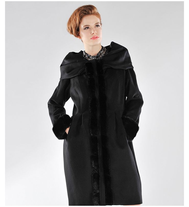 应大(yingdak) 秋冬新款 披肩式水貂毛花苞下摆中长