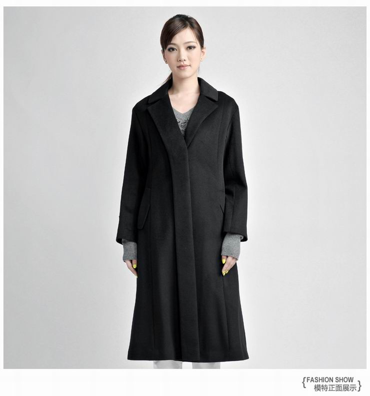 feizi菲姿 2012秋冬新款ol职业翻领羊绒中长经典款时尚女式大衣fi723