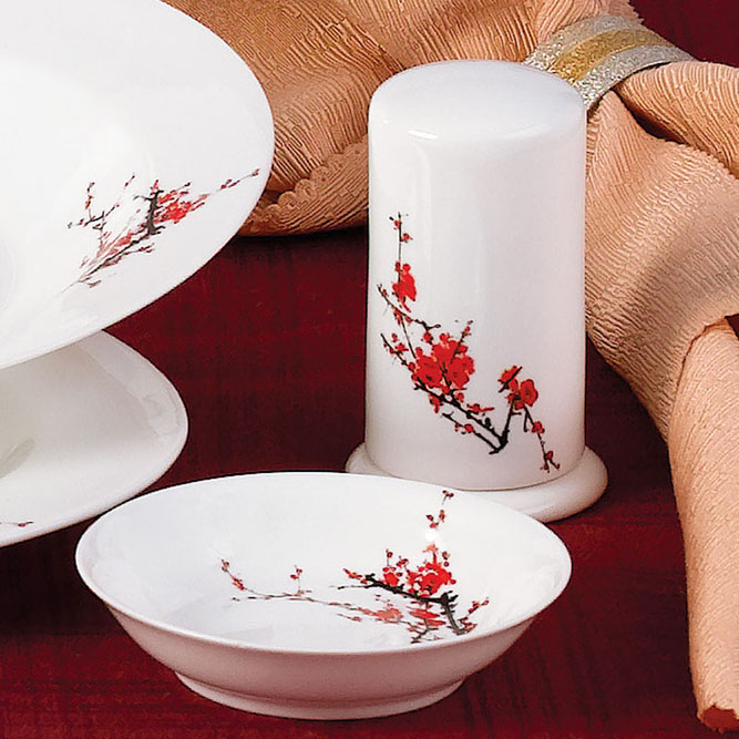 中国名牌 怀泉 高档陶瓷餐具 56头强化骨瓷陶瓷餐具套装 梅花 轻薄,白