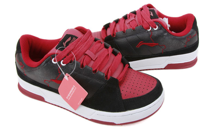 李宁 男子经典休闲鞋 alcf031-3 黑白/里欧红 41.