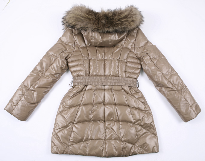 梦特娇女士时尚长款连帽羽绒服djl1560卡其色 xl