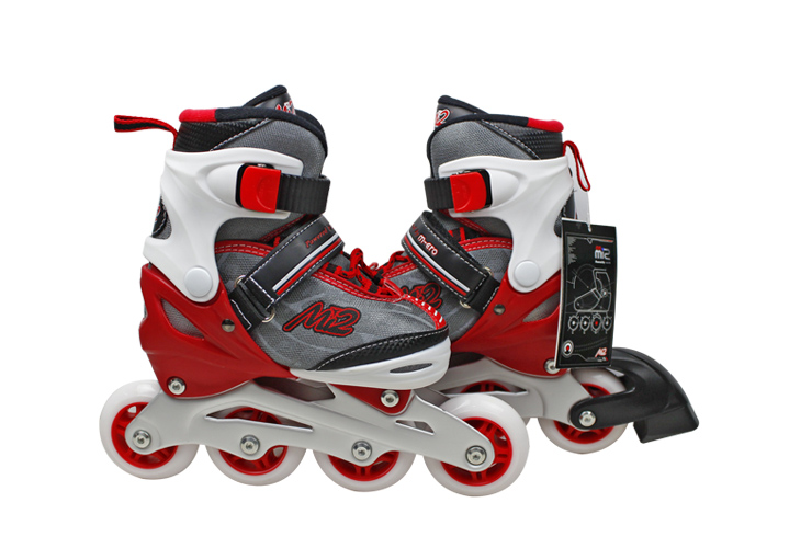 迈速mi2米高监制儿童可调节轮滑鞋旱冰鞋溜冰鞋m139 红色 xs