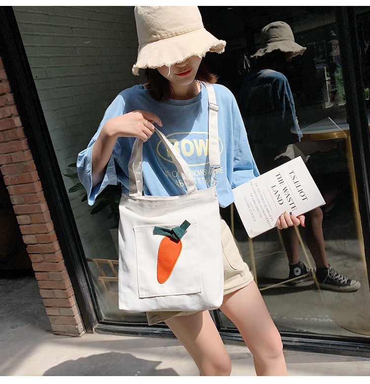 九福鸟 女生帆布袋单肩斜挎手工包时尚手提帆布包大容量学生书包小