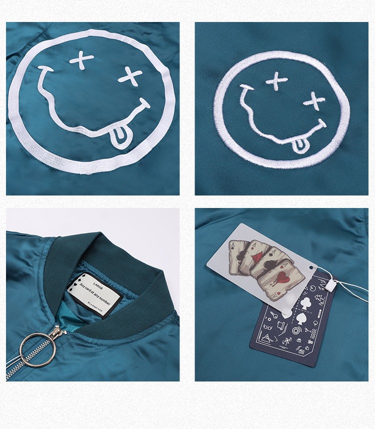 bloodhickey国潮mbd恶魔鬼脸笑脸鬼脸夹克男潮牌宽松嘻哈bf风外套男女