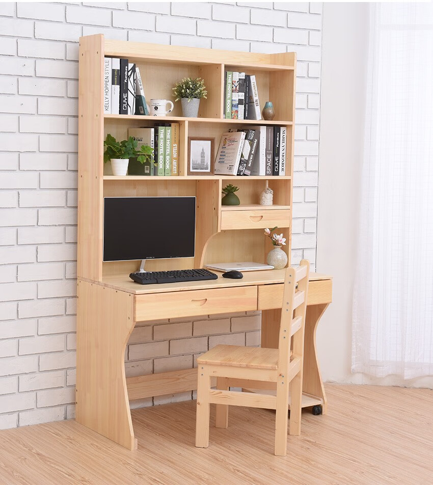 佳饰莱 实木电脑桌台式家用松木学生学习桌课桌写字台办公桌子书桌