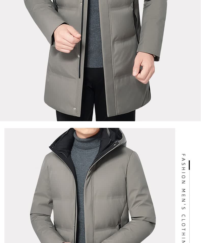 美国保罗品牌羽绒服男中长款反季秋冬装新款中年加厚外套男士羽绒衣