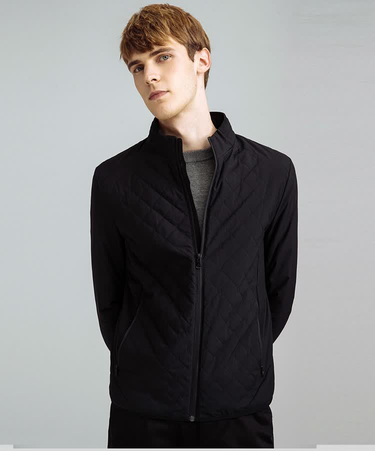 梵思诺versino 新款商务开衫男装棉服 黑色 l