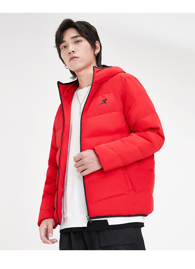 特步羽绒服男运动外套冬季2020官网旗舰新款耐磨修身保暖立领冲锋衣