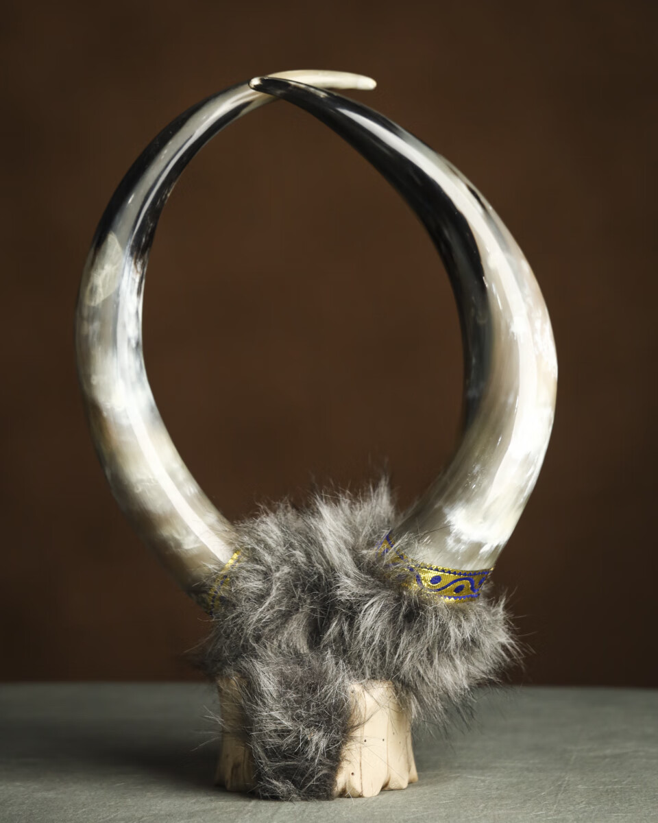 编号:sy61珍稀牛角对角镇宅摆件