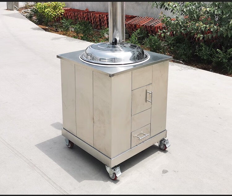 柴火灶农村家用烧木柴新式移动大锅台材火灶室内无烟不锈钢柴火炉