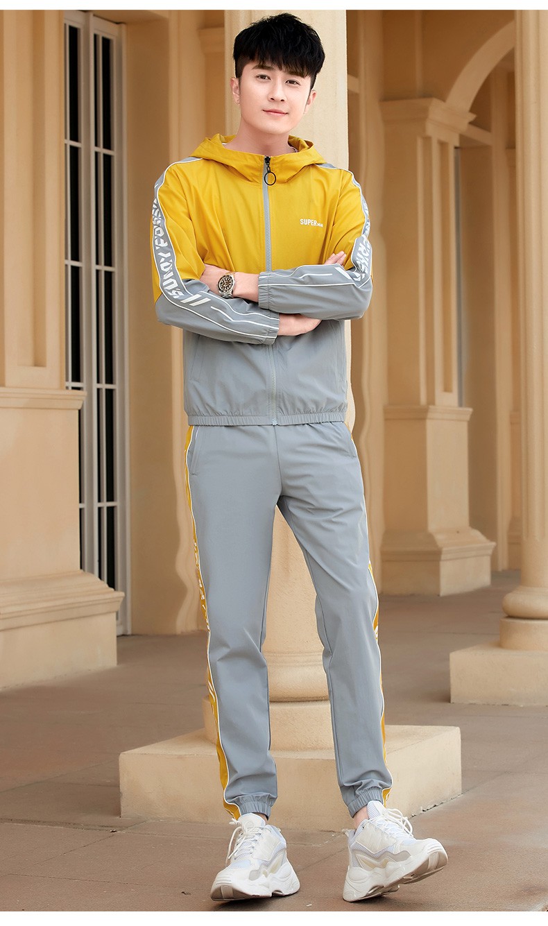 杰宾路 2020春季新款运动套装男士潮流学生青少年男装衣服休闲装两件