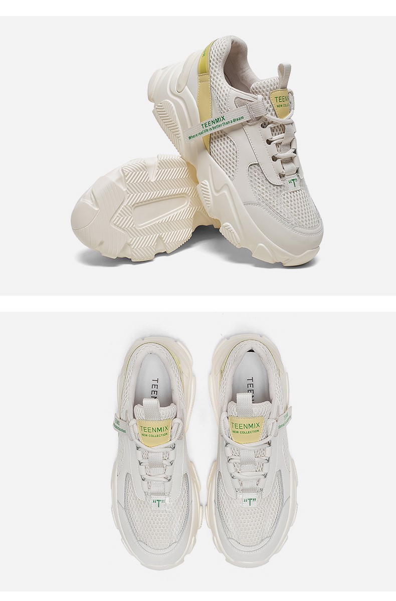 天美意老爹鞋女显脚小运动网红休闲鞋2020春季新品a9883am0 米色 34