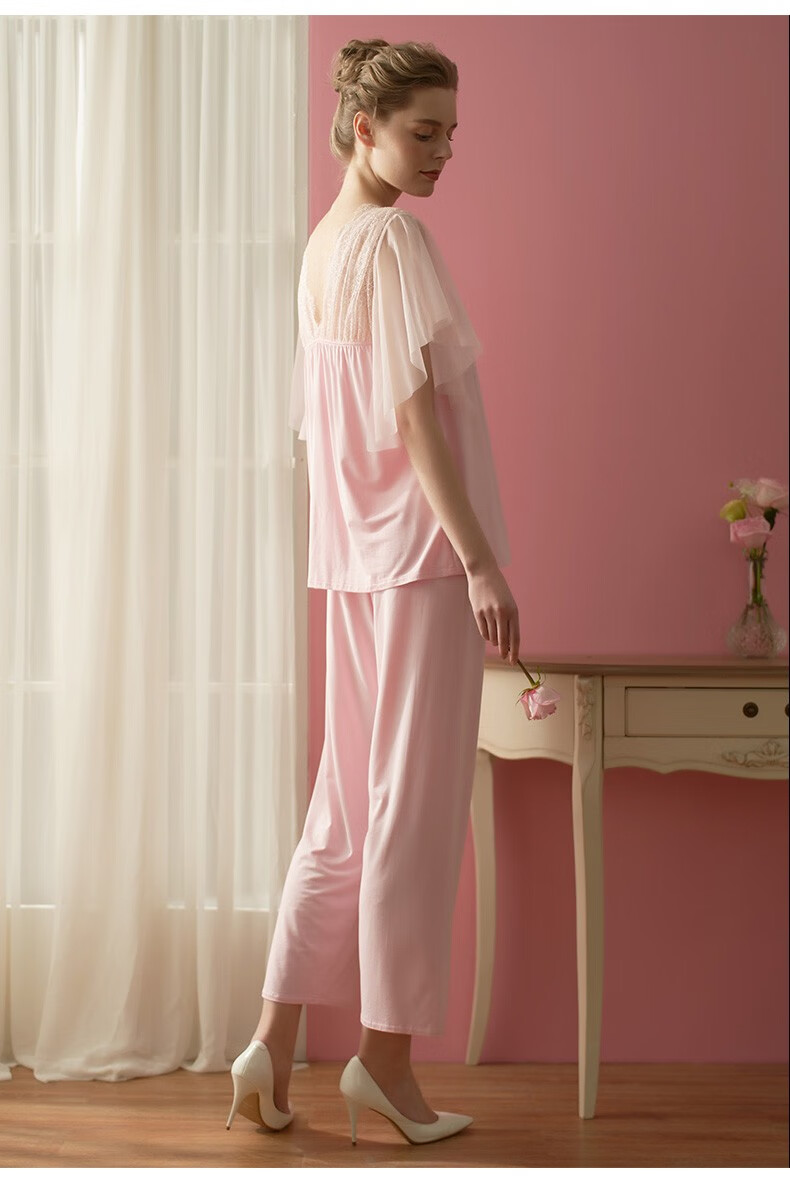 商场同款cabrida嘉德丽亚睡衣套女法式方领莫代尔套装春夏新品家居服