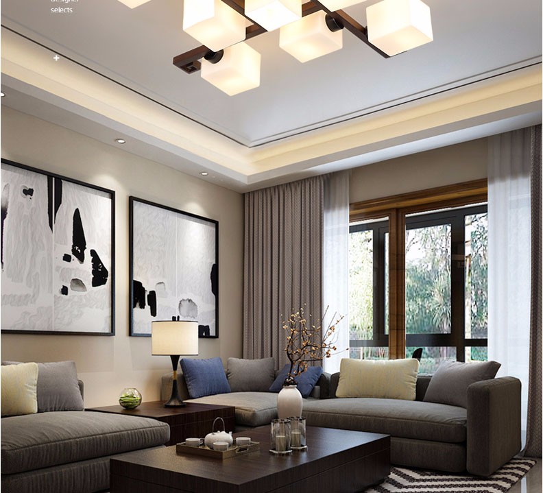 思喆客厅灯实木简约餐厅灯大气房间灯大厅北欧吸顶灯新中式卧室灯中国