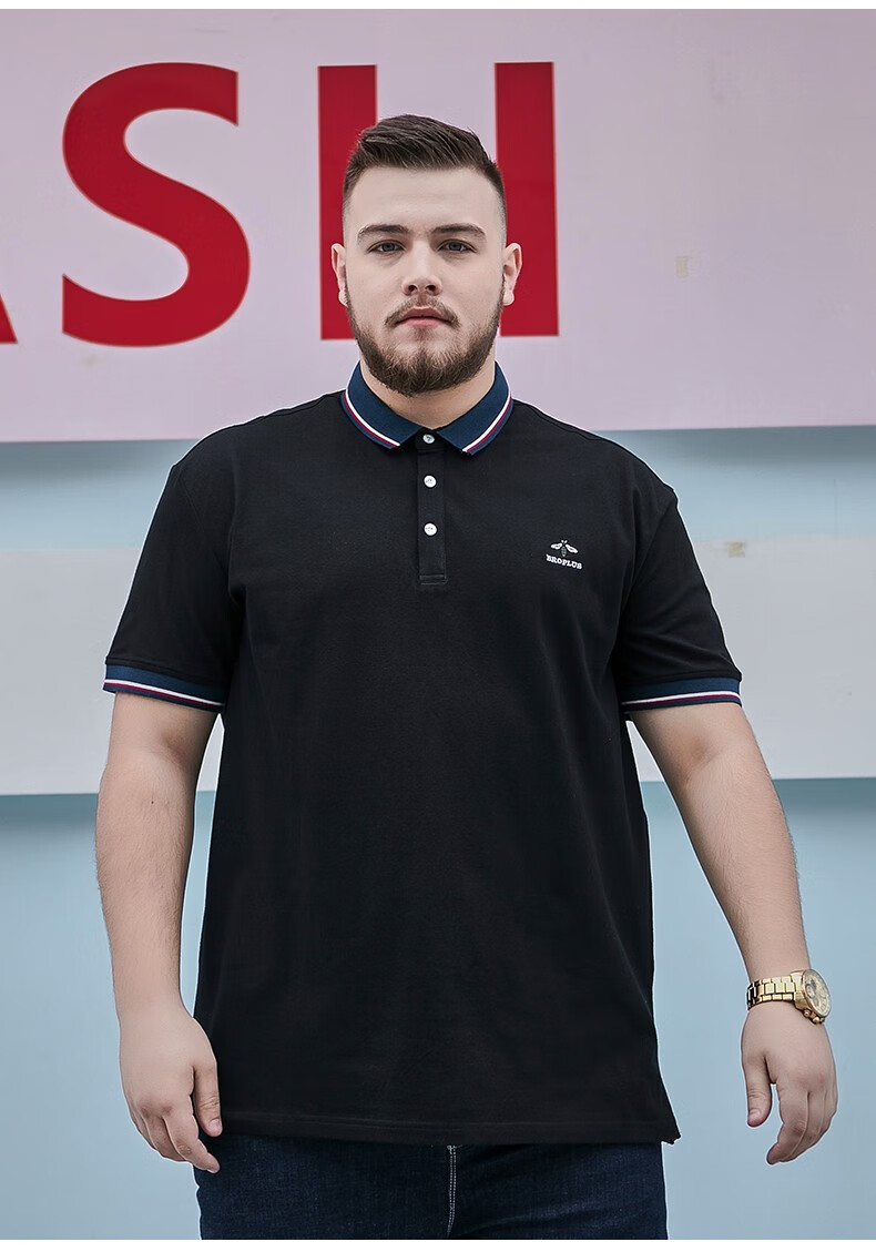 胖哥哥大码男装胖子polo衫男宽松夏季肥佬大号短袖t恤胖人半袖体恤