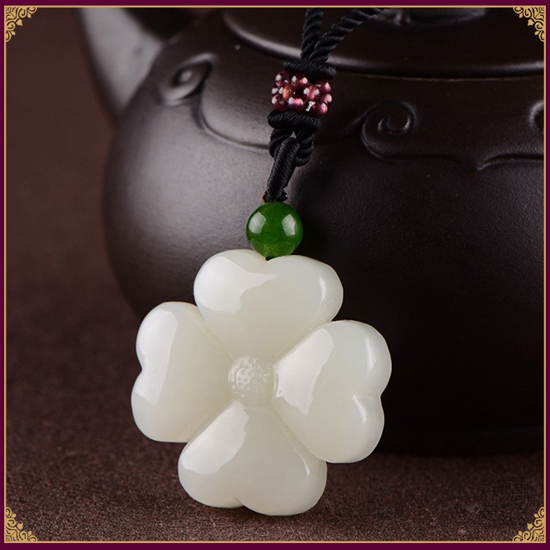和田玉吊坠白玉四叶草男女款挂件幸运草项链首饰【图片 价格 品牌