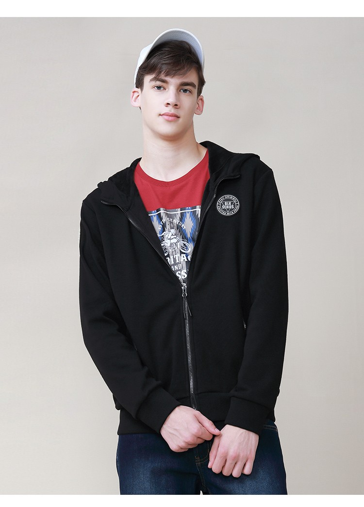 堡狮龙新款男装内加绒衣服潮流连帽男士外套男秋冬515520040 290中酒